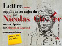 Nicolas Cirier, Lettre supplique au sujet du cran.